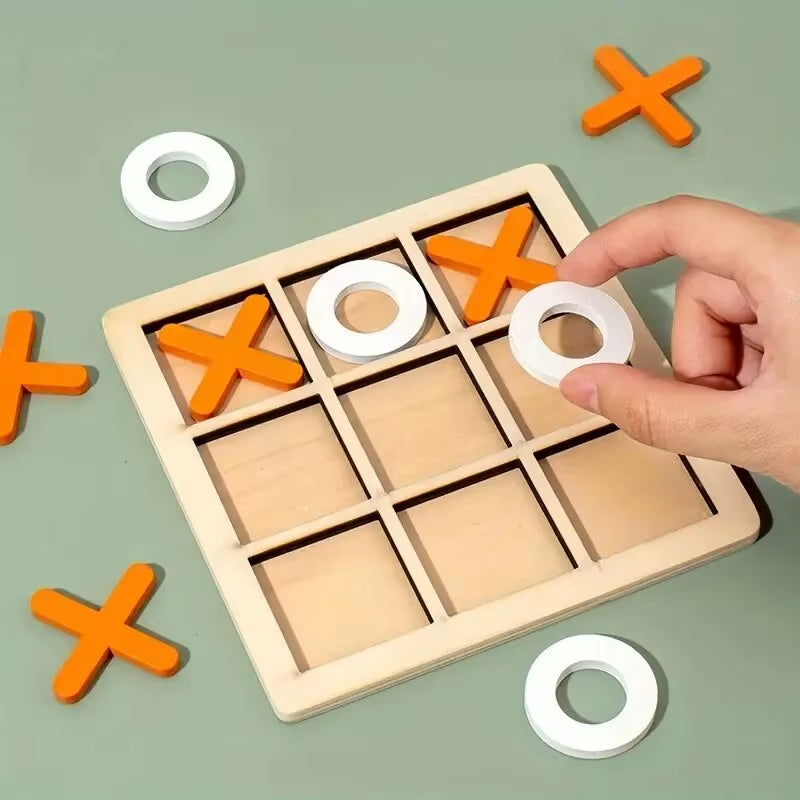 Wooden Chess Toys for Children'S Puzzle Game XO Double Play Parent-Child Interaction Recommends Traditional Desktop Chess Gift