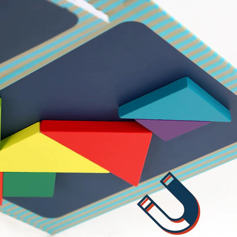 Wooden Jigsaw Magnetic Tangram Puzzle Book Educational Toys for Children Baby Kid Portable Montessori Learning Intelligence