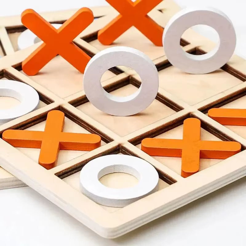 Wooden Chess Toys for Children'S Puzzle Game XO Double Play Parent-Child Interaction Recommends Traditional Desktop Chess Gift