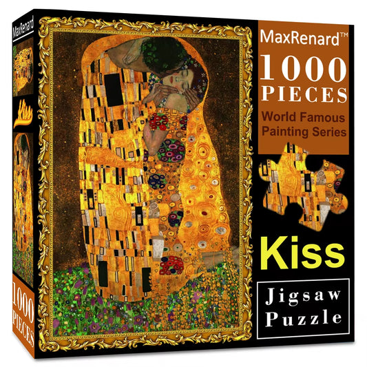 Jigsaw Puzzles 1000 Pieces 50*70Cm the Kiss Oil Painting Art Puzzles Toys for Adults Family Games Home Decoration Gift