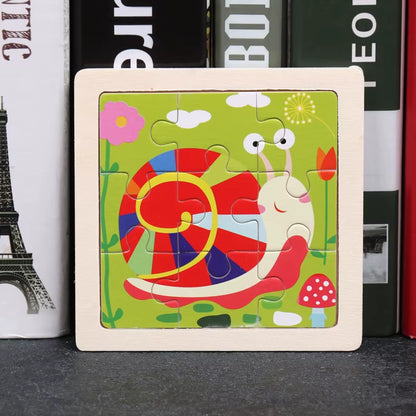 Kids Wooden Toys 3D Jigsaw Puzzle Small Size Cartoon Animal Traffic Tangram Wood Puzzle Educational Toys for Children Gift